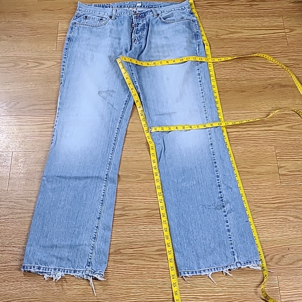 LUCKY BRAND HENDRIX 38x34 MEN MECHANIC STAINED DISTROYED VINTAGE BUTON FLY JEANS